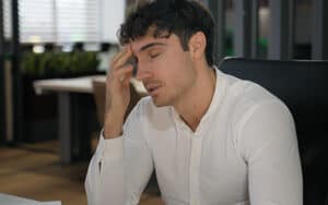 Man battling fatigue and brain fog from under active thyroid